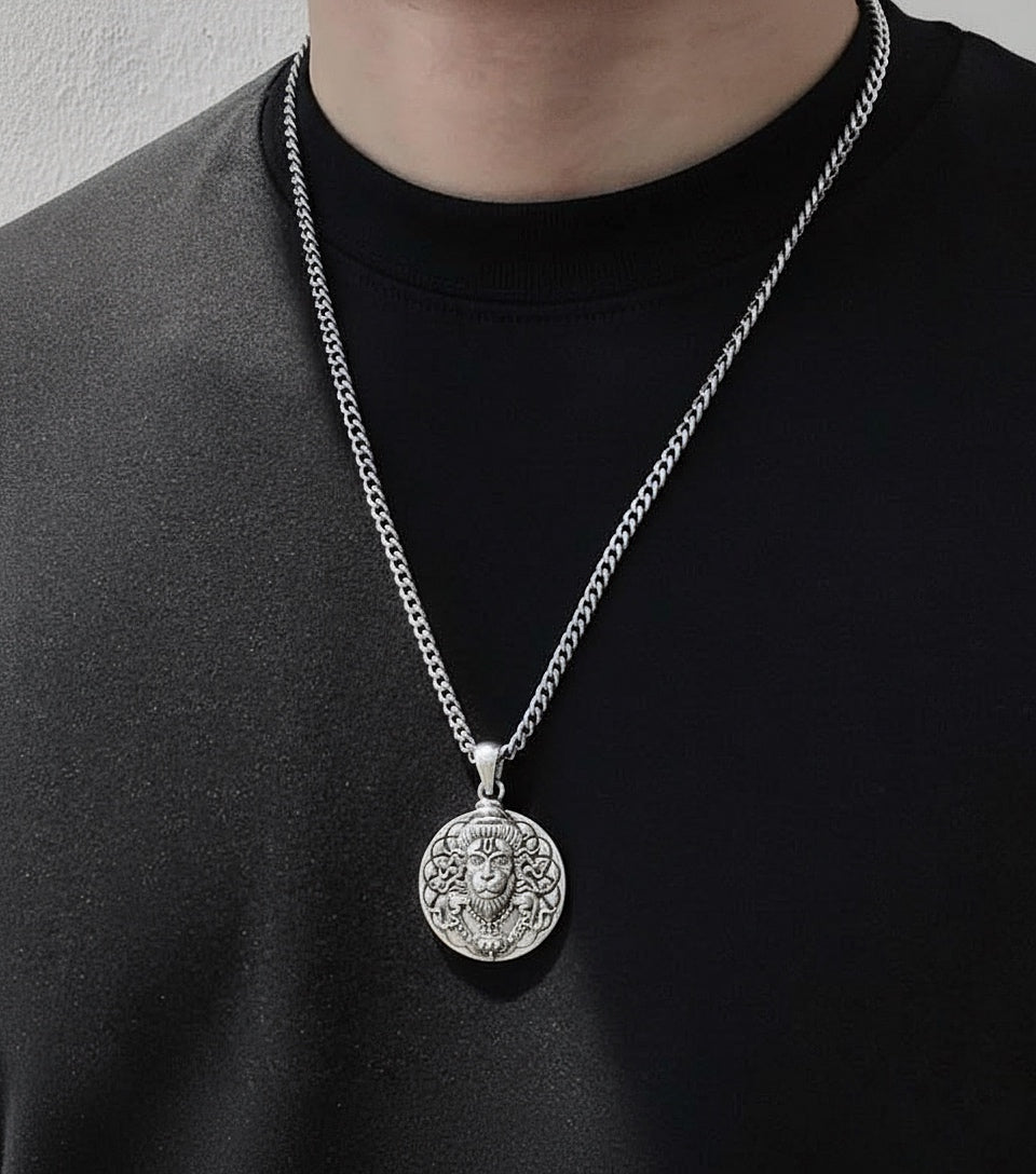 Hanuman Ji Oxidized Pendant by Bageshwar Dham
